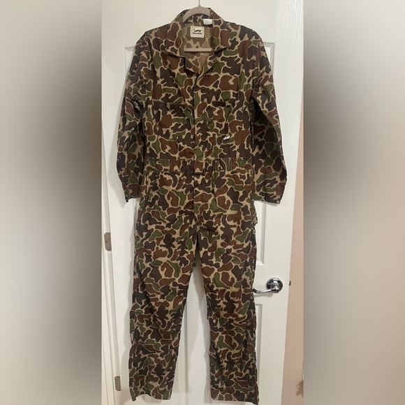 duxbak Other - Vintage Men’s‎ DUXBAK Camo Hunting Zip Up Jumpsuit Suit Bib Overalls Medium.